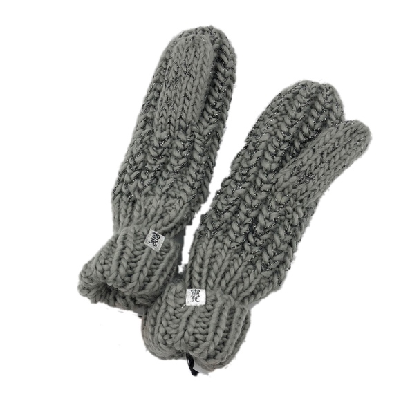 JUICY COUTURE Women’s Gray Lurex Knit Mittens - Picture 3 of 5